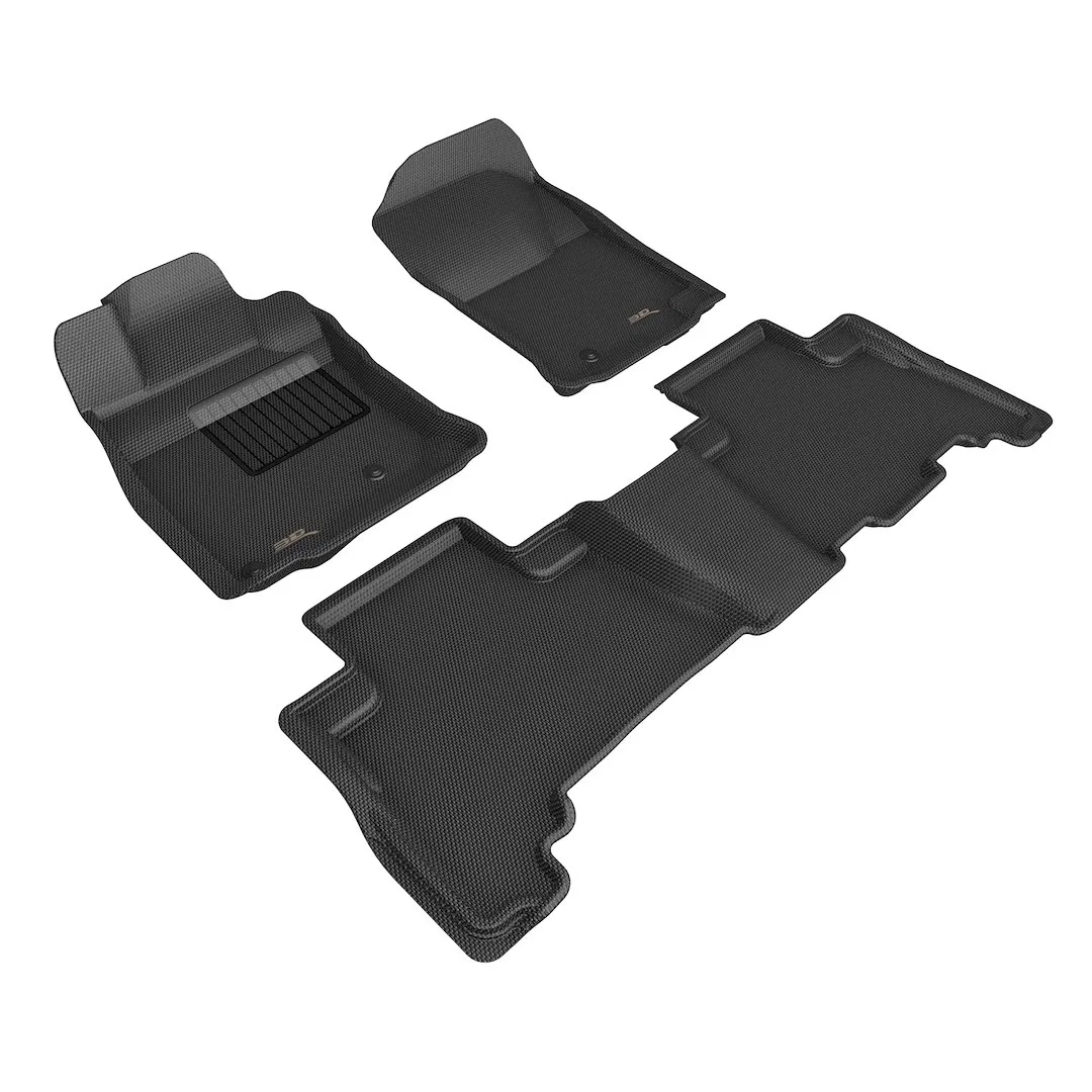 L1TY28501509 – 3D MATS/U-AC Floor Liner, Black Custom Fit Raised Ridge Thermoplastic Rubber Of Carbon Fiber Texture 3...